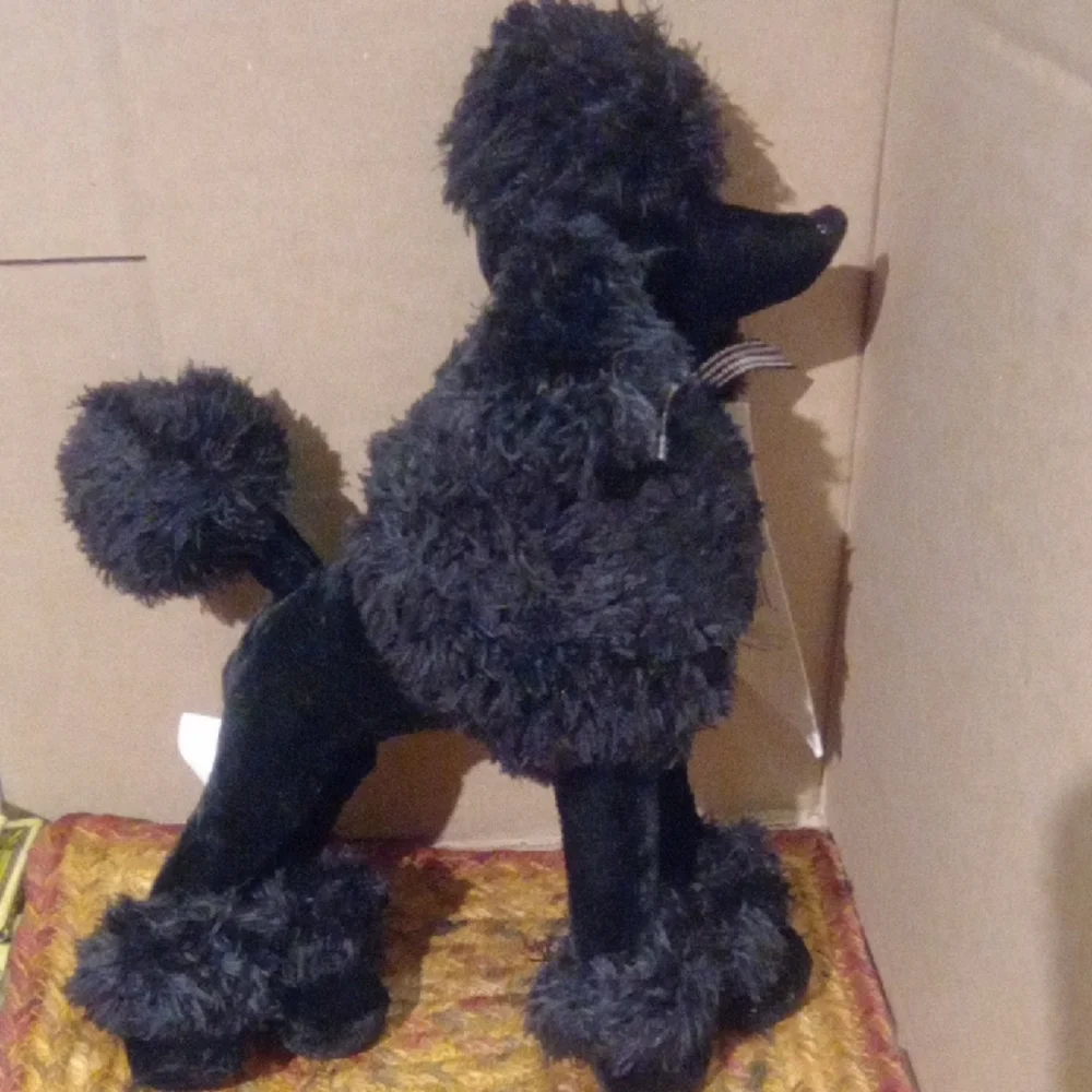 Hallmark Plush Black Poodle with Checkered Bow - Picture 3 of 5